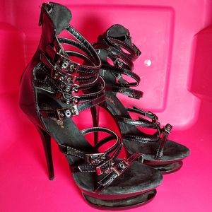 Pleaser Heels Stilletto Open toe Strappy Boss Used Pre Owned Size 9 Womens